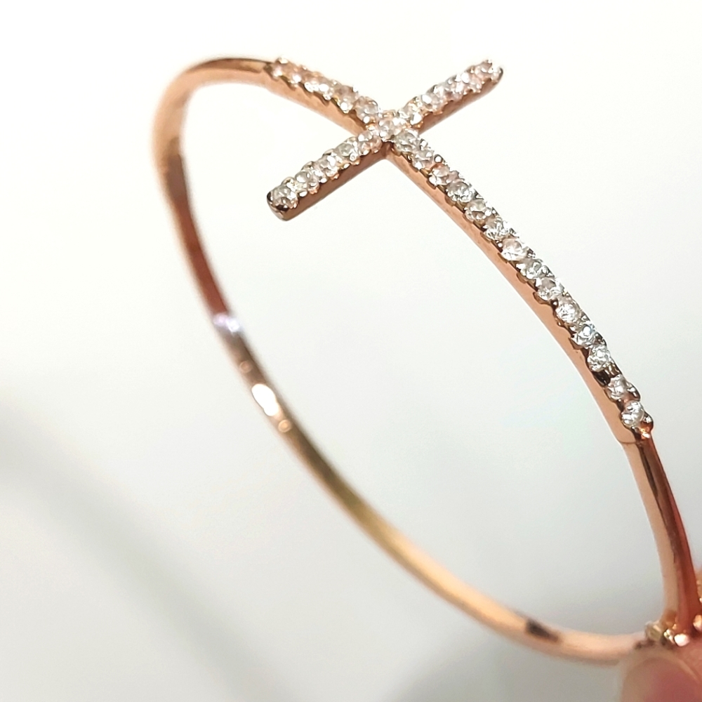 Hallmarked Sterling Silver & Cubic Zirconia Bracelet with Rose Gold Plating